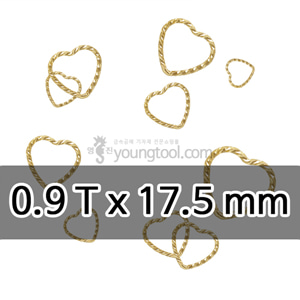 14K 옐로우 골드필드 컷팅 하트 클로즈 ㅇ링 장식 (0.9T x 17.5 mm)